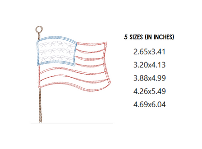 American Flag Bow Embroidery Design