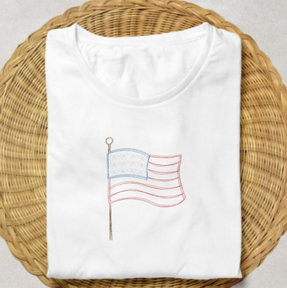 American Flag Bow Embroidery Design