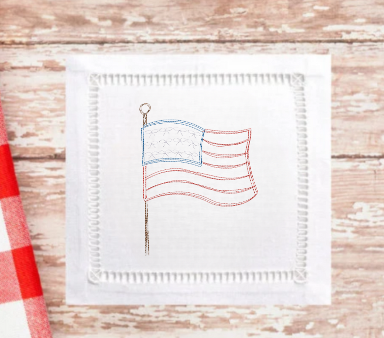 American Flag Bow Embroidery Design