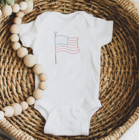 American Flag Bow Embroidery Design