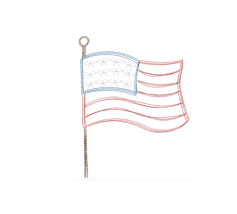 American Flag Bow Embroidery Design