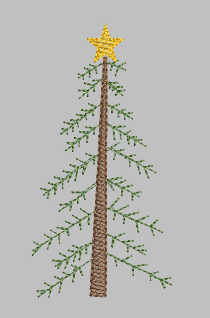 Christmas Tree Vintage Embroidery Design