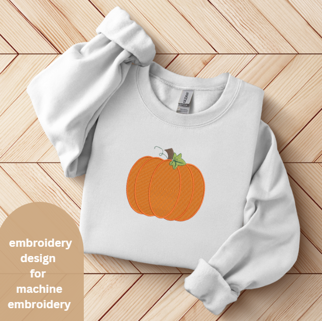 Pumpkin with Vine Embroidery Design for Fall