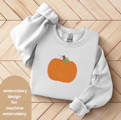 Pumpkin with Vine Embroidery Design for Fall