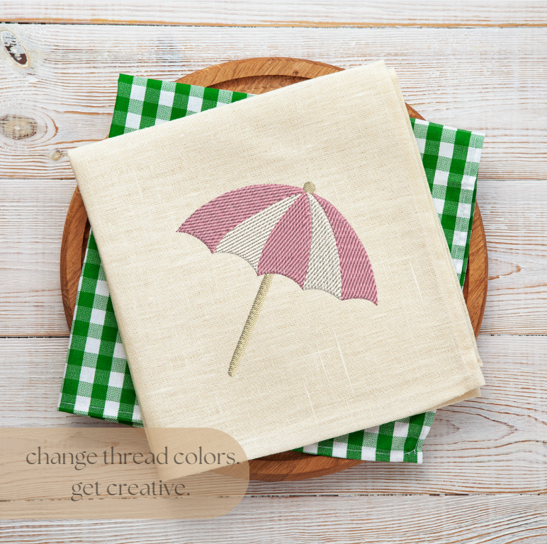 Beach Umbrella Embroidery Design