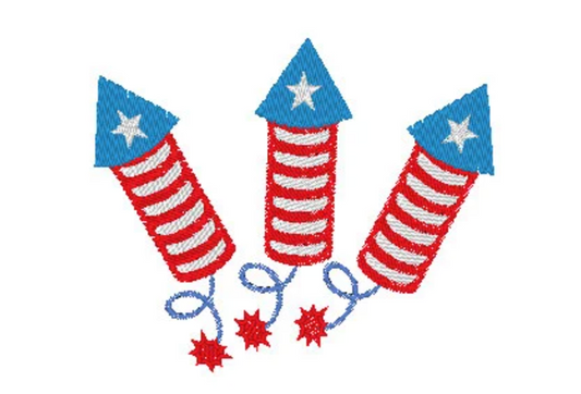 Fourth of July Rocket Embroidery Design Firecracker Machine Embroidery File Patriotic Holiday Stitch Pattern USA Holiday 4th of July