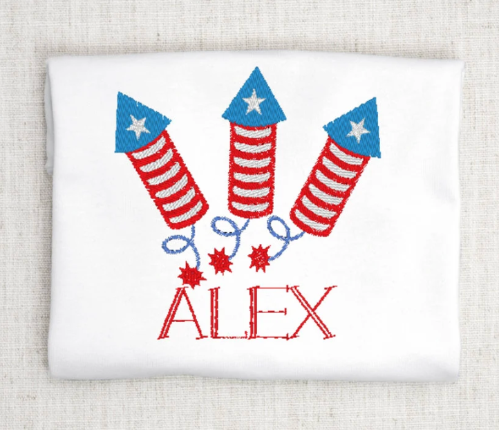 Fourth of July Rocket Embroidery Design Firecracker Machine Embroidery File Patriotic Holiday Stitch Pattern USA Holiday 4th of July