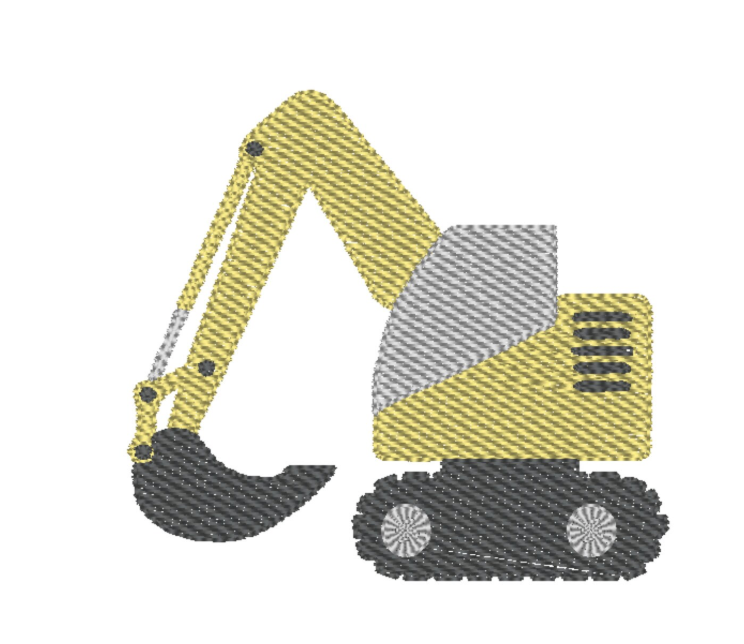 Excavator Embroidery Design for Boys