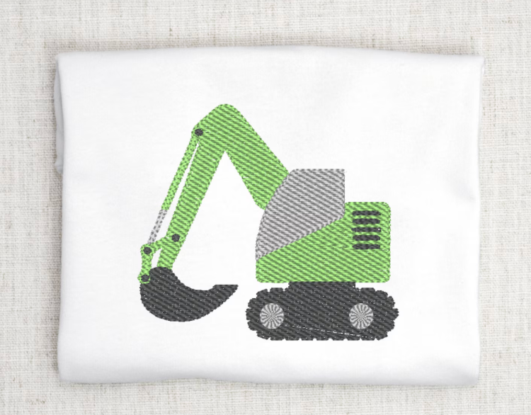 Excavator Embroidery Design for Boys