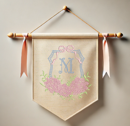 Monogram Crest Embroidery Design with FONT