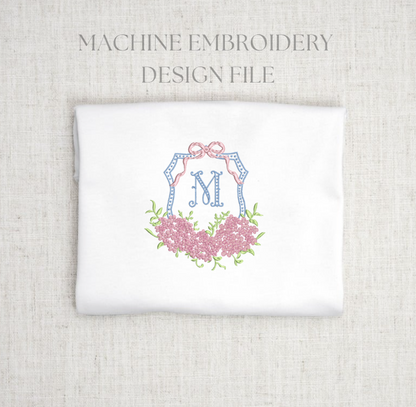Monogram Crest Embroidery Design with FONT