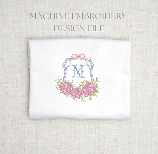 Monogram Crest Embroidery Design with FONT