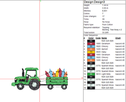 Back to School Tractor Embroidery Design