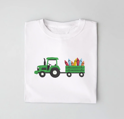 Back to School Tractor Embroidery Design