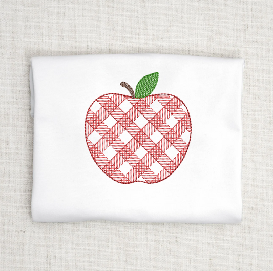 Gingham Apple Back to School Embroidery Design for Machine Embroidery Project Plaid Apple Embroidery