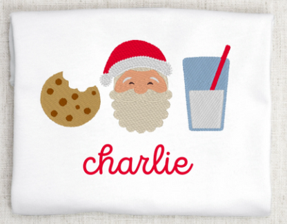 Christmas Embroidery Design-Cookie and Milk for Santa