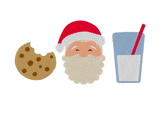 Christmas Embroidery Design-Cookie and Milk for Santa