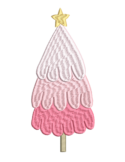 Pink Christmas Tree Embroidery Design