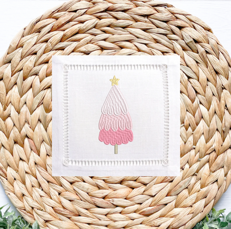 Pink Christmas Tree Embroidery Design