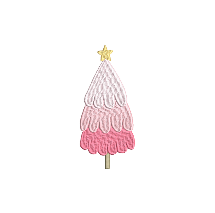 Pink Christmas Tree Embroidery Design