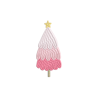 Pink Christmas Tree Embroidery Design