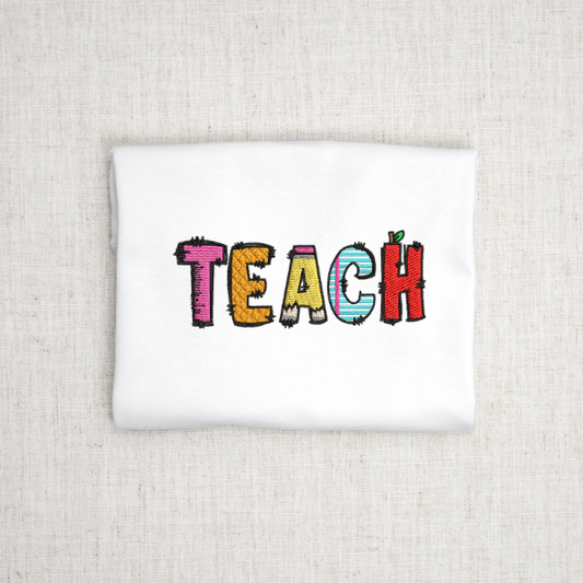 Back to School Embroidery Design, Teach Embroidery, School Embroidery for teachers