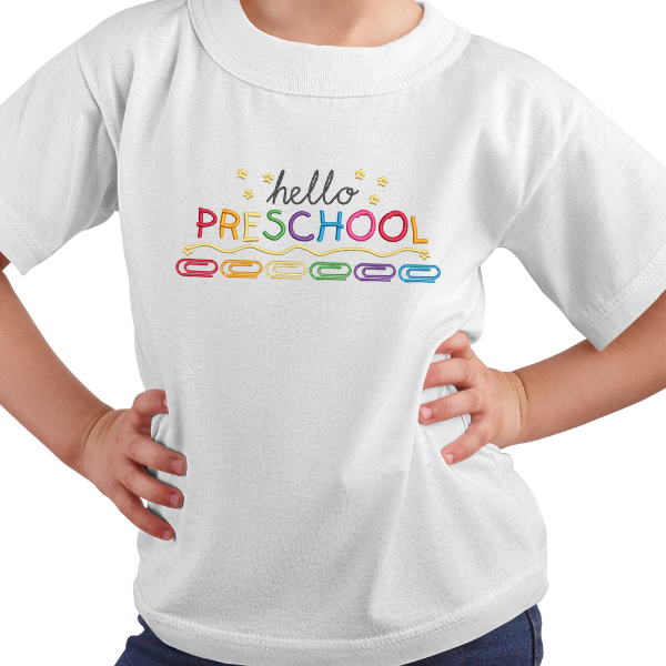 Hello PreK Embroidery Design, Back to School Embroidery Design