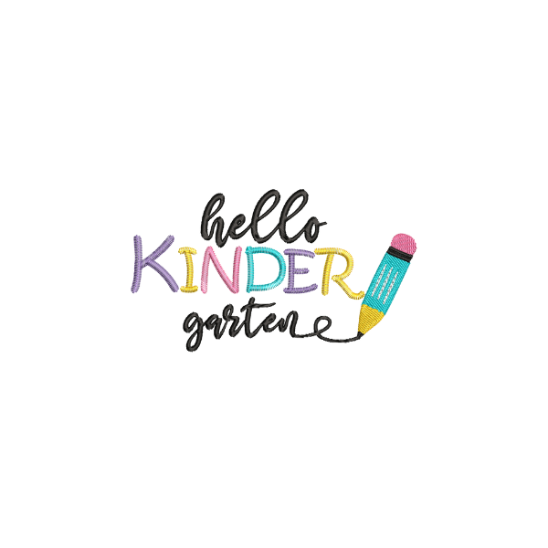 Hello Kindergarten Embroidery Design for Back to School