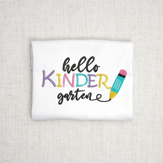 Hello Kindergarten Embroidery Design for Back to School