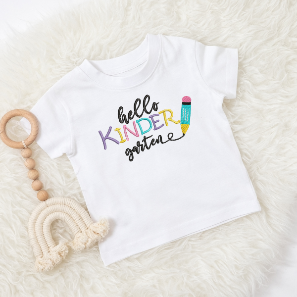 Hello Kindergarten Embroidery Design for Back to School