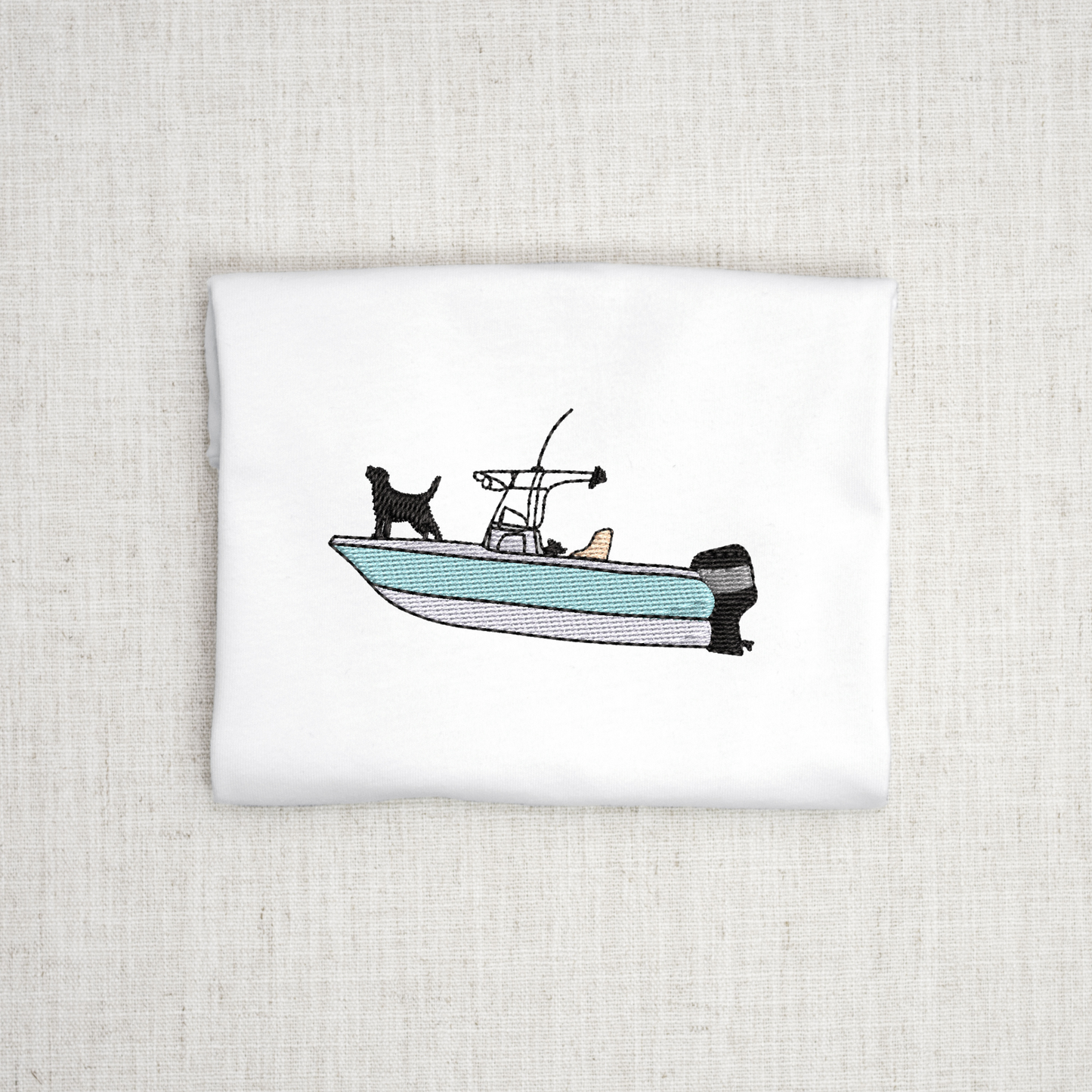 Dog on a Boat Embroidery Design, Boat with Dog Embroidery, Machine Embroidery Design