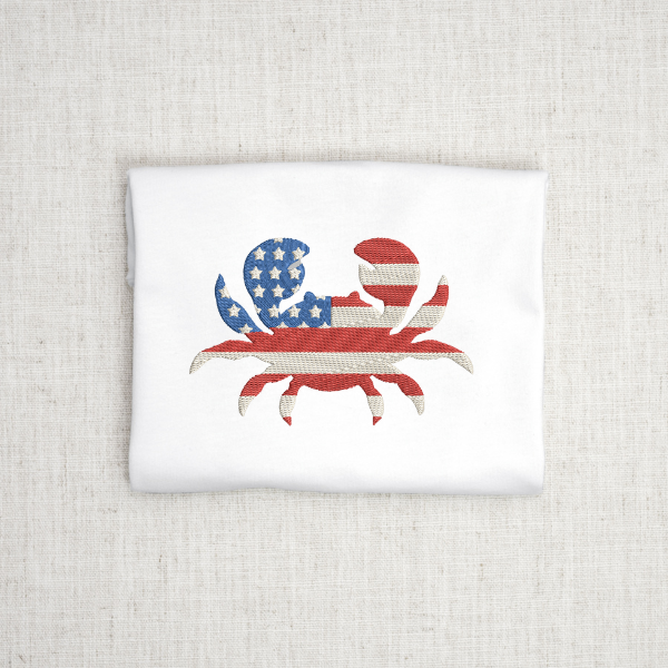 Crab Flag Embroidery Design, USA Embroidery, American Flag, Fourth of July Embroidery Design File