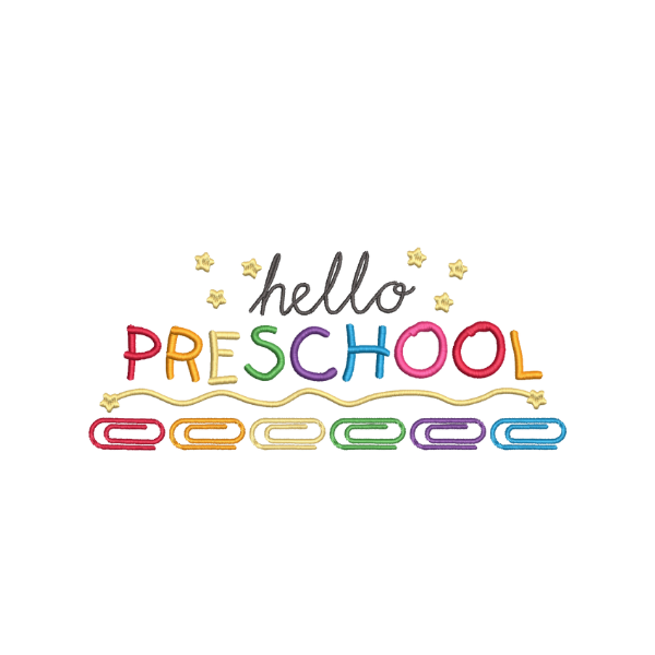 Hello PreK Embroidery Design, Back to School Embroidery Design