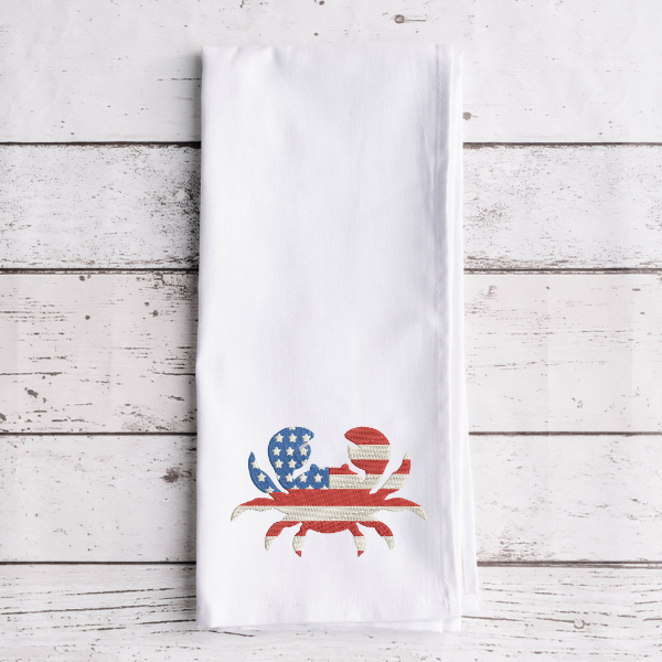 Crab Flag Embroidery Design, USA Embroidery, American Flag, Fourth of July Embroidery Design File