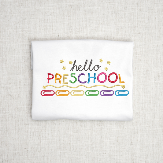 Hello PreK Embroidery Design, Back to School Embroidery Design