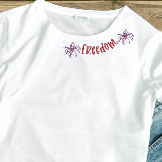 Freedom Embroidery Design, Fireworks Machine Embroidery Design for Fourth of July