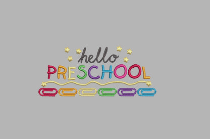 Hello PreK Embroidery Design, Back to School Embroidery Design