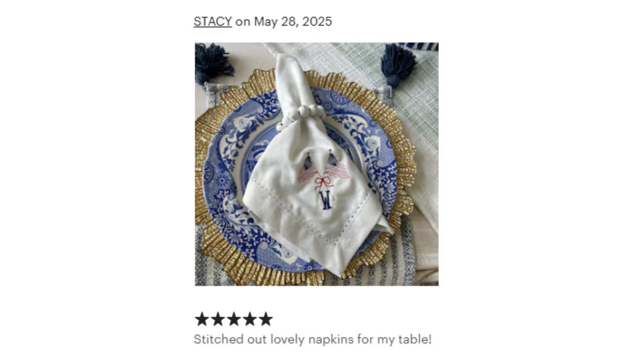 Load video: embroidery customer review video