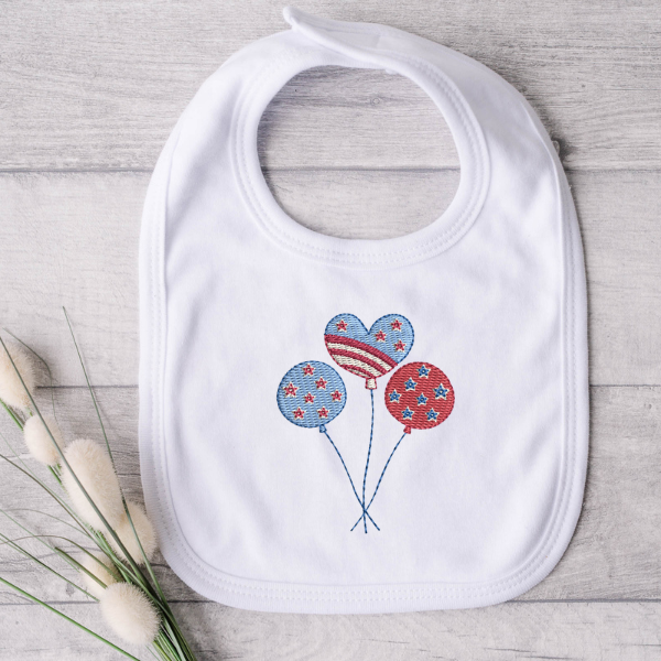 USA Balloon Embroidery Design for Machine Embroidery