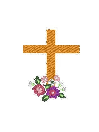 Floral Cross Machine Embroidery Design, He is Risen Machine Embroidery Design File, Easter Embroidery, Cross Machine Embroidery