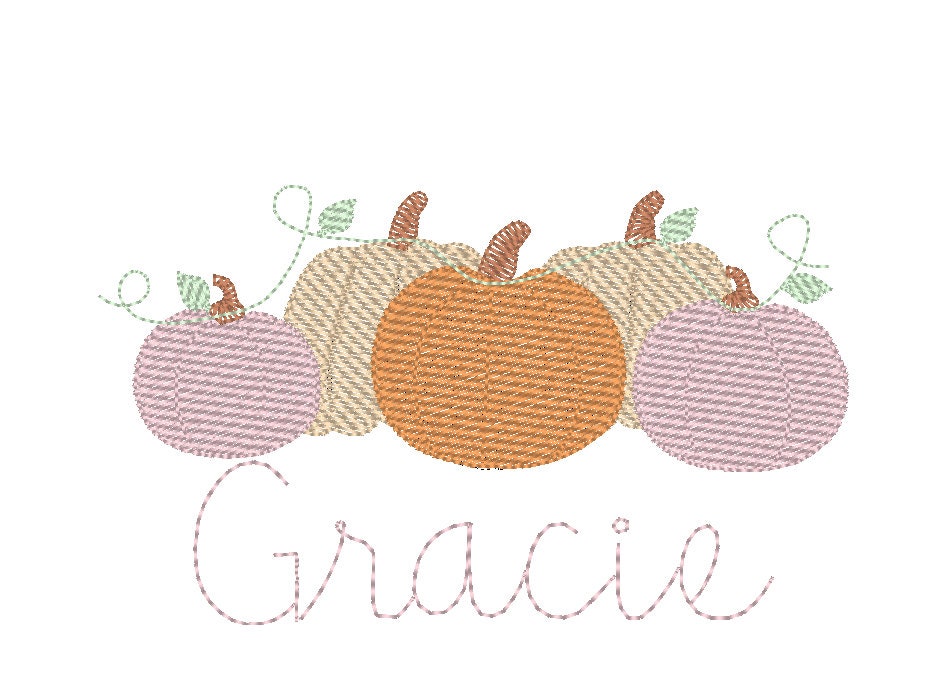 Pumpkin embroidery Design, Fall embroidery, Thanksgiving Embroidery, Pink Pumpkin Machine Embroidery Design File