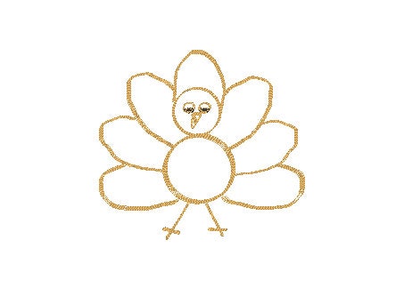 Turkey Embroidery Design, Thanksgiving Embroidery Design, Scribble Embroidery, Scribble Turkey, Turkey Outline Embroidery Design File