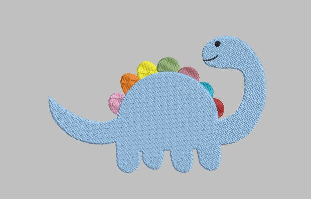 Rainbow Dinosaur Machine Embroidery Design File for Kids