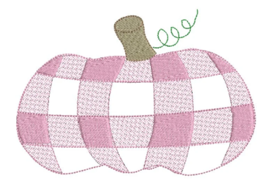 Pink Gingham Pumpkin Machine Embroidery Design