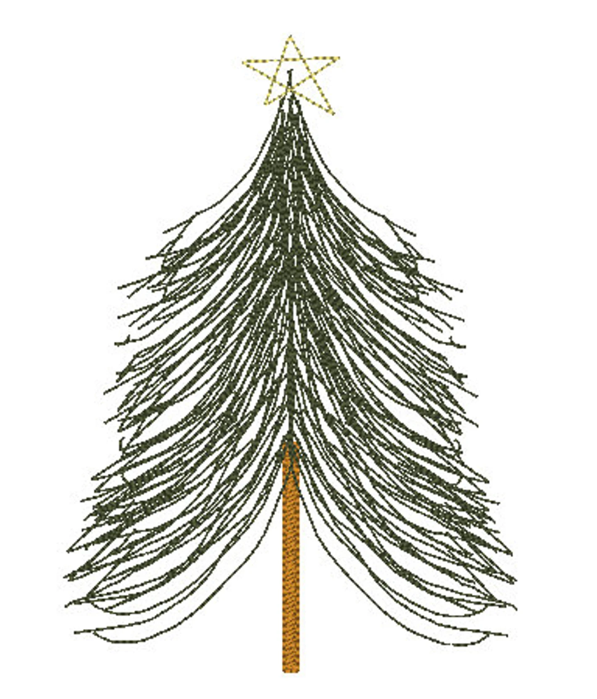 Vintage Christmas Tree Machine Embroidery Design