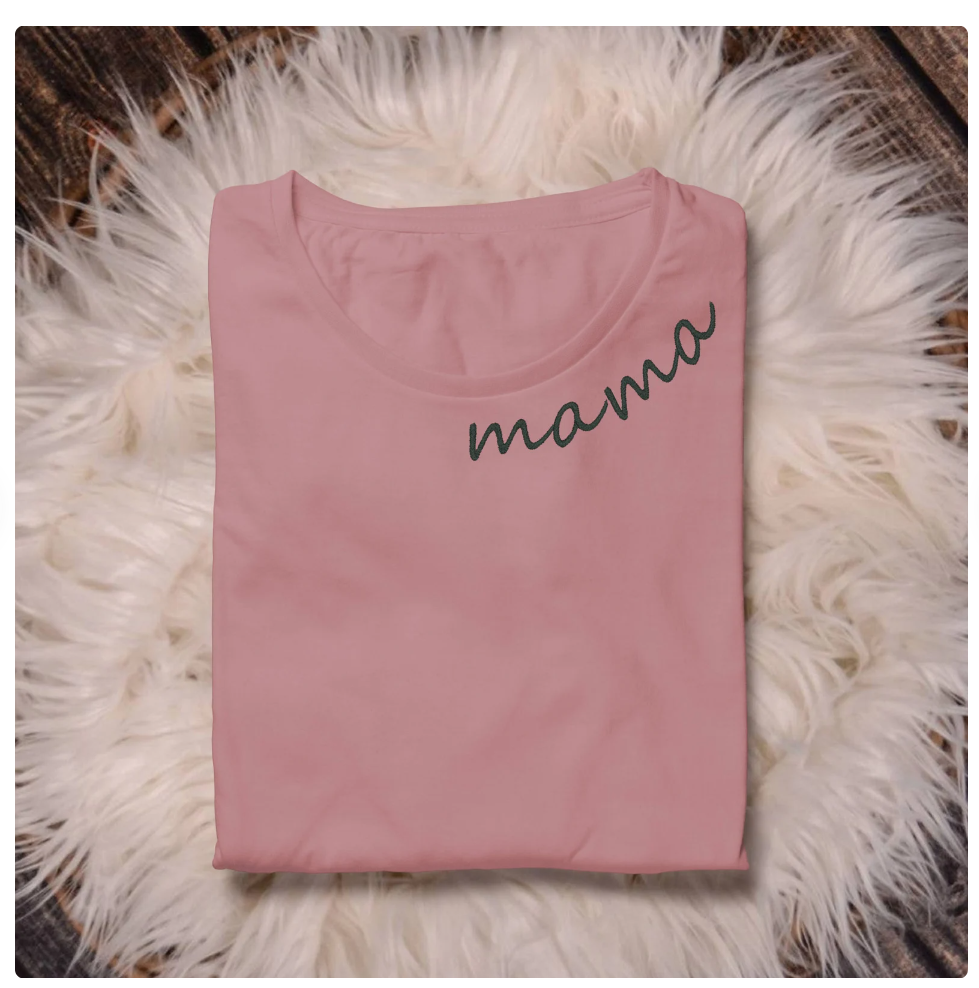 MaMa Collar Embroidery Design, Curved Embroidery Font, Mother's Day Embroidery