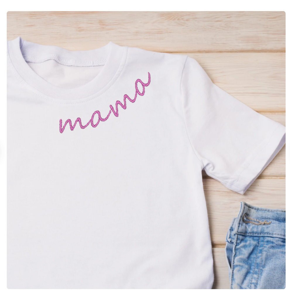 MaMa Collar Embroidery Design, Curved Embroidery Font, Mother's Day Embroidery