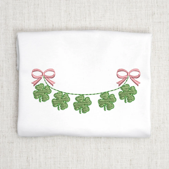 Shamrock Embroidery Design with Ribbon Accent