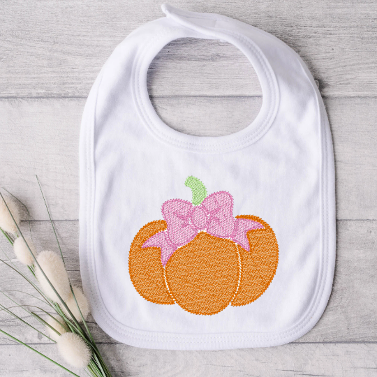 Pumpkin Embroidery Design, Sketch Embroidery Design, Pumpkin with Bow