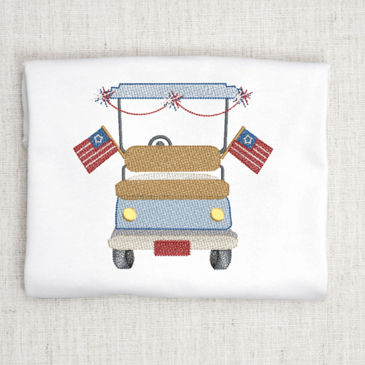 golfcart embroidery design for 4th of july